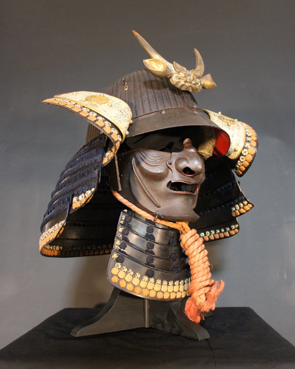 Suji Bachi Kabuto Saotome Ieharu With Ressei Menpo, Edo