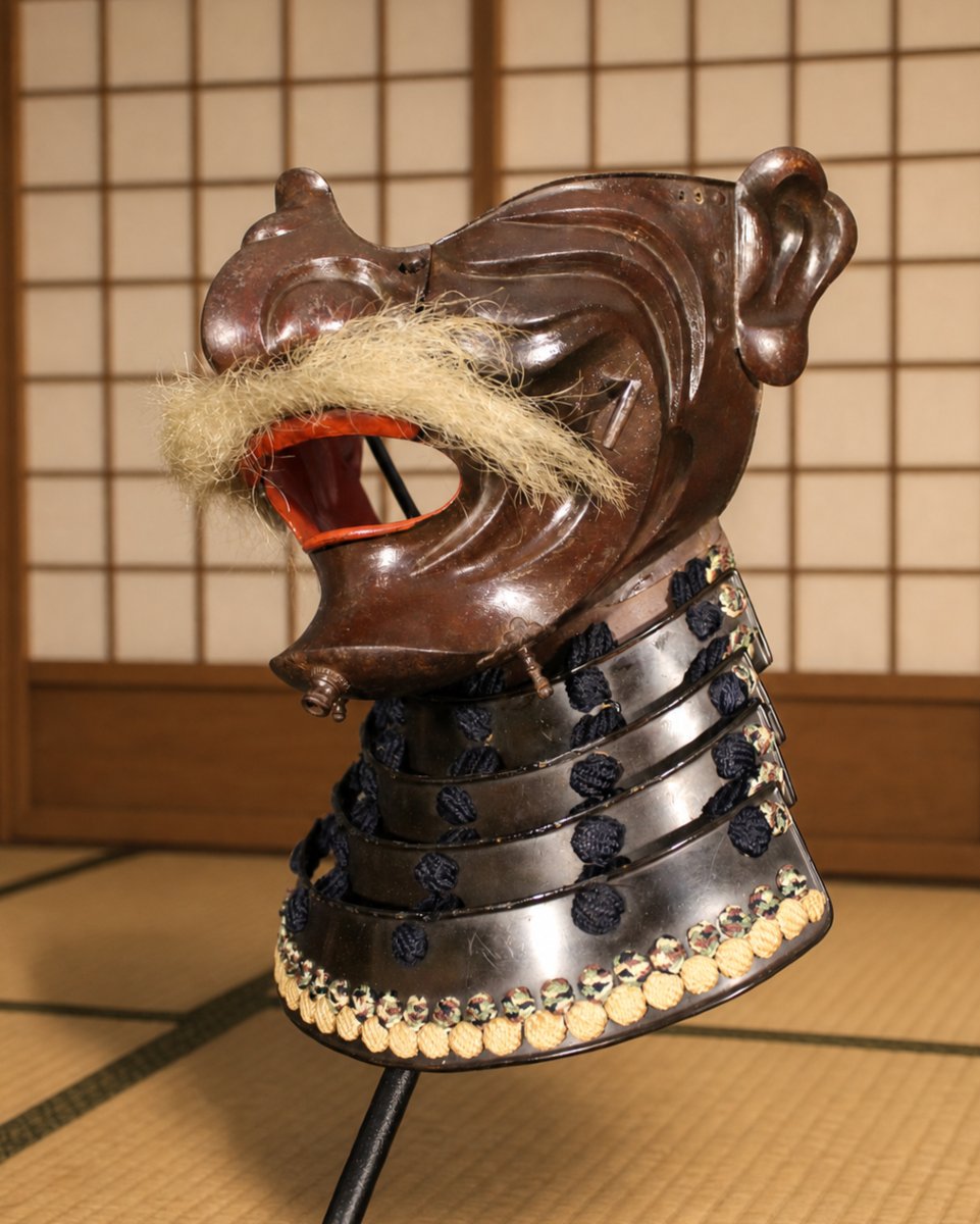 Masque de samouraï Menpó, époque Edo (1603-1868).-photo-1