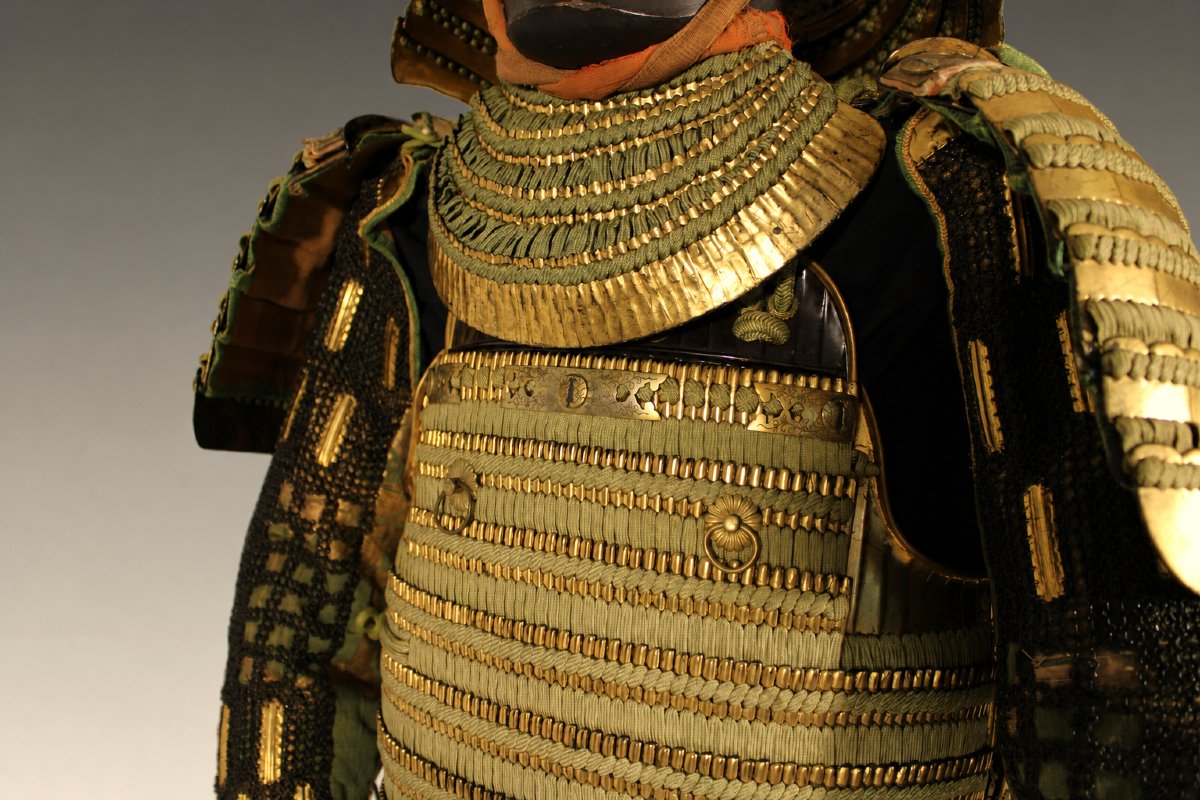 Yoroi Samurai Armor - Kin Kozane Midori-ito Odoshi Nimai-do Gusoku-photo-4