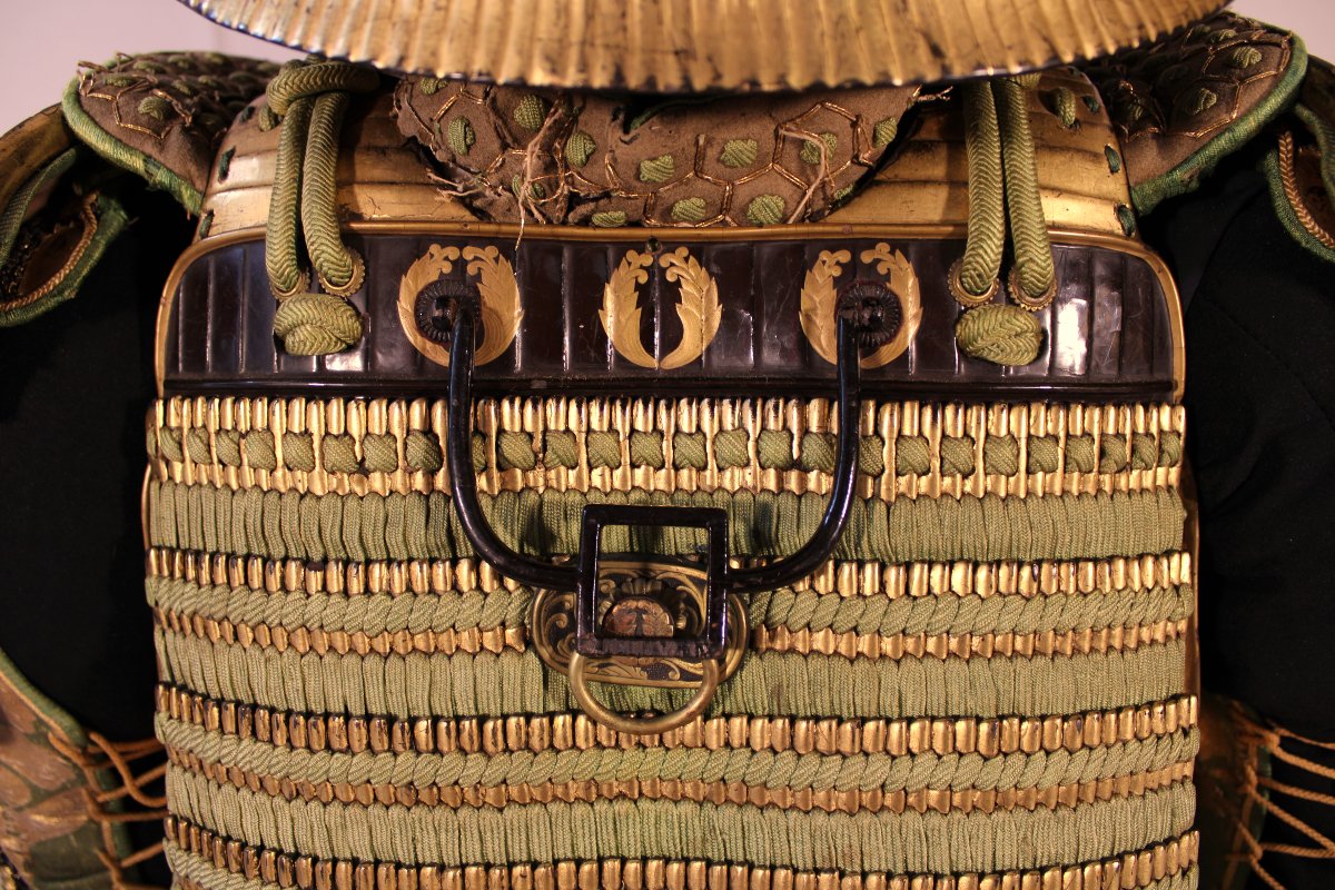 Yoroi Samurai Armor - Kin Kozane Midori-ito Odoshi Nimai-do Gusoku-photo-5