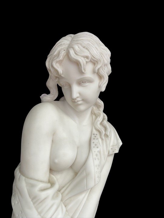 Young Girl Sculpture In White Marble -photo-4