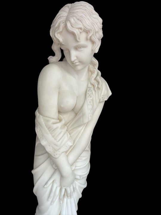 Young Girl Sculpture In White Marble -photo-2