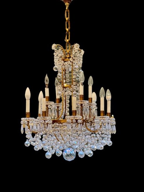 Lustre bronze et cristal de Baccarat