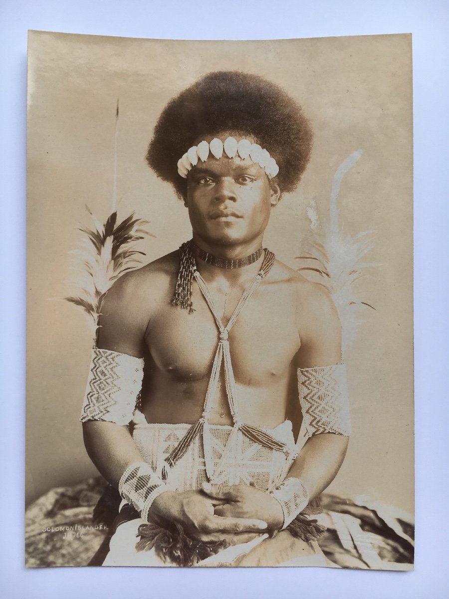 Silver Print Of A Solomon Island Warrior, Malaita. Josiah Martin