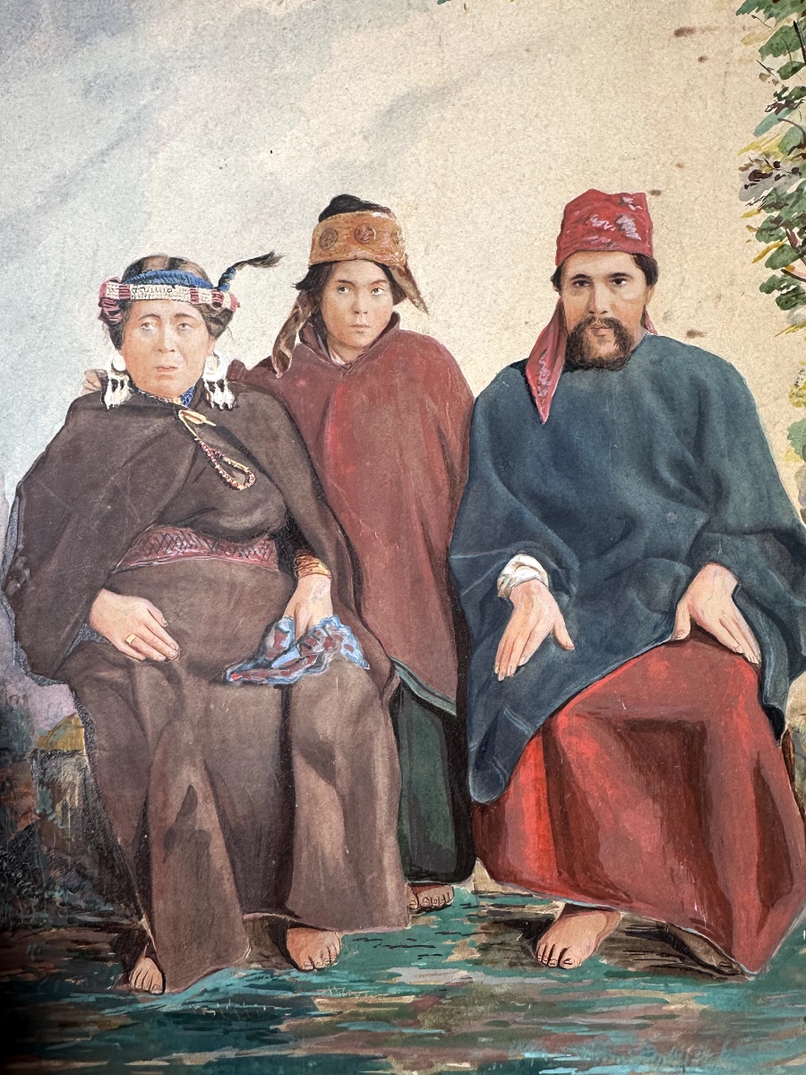 Portrait Of A Mapuche Family, Chile - Argentina, 19th Century