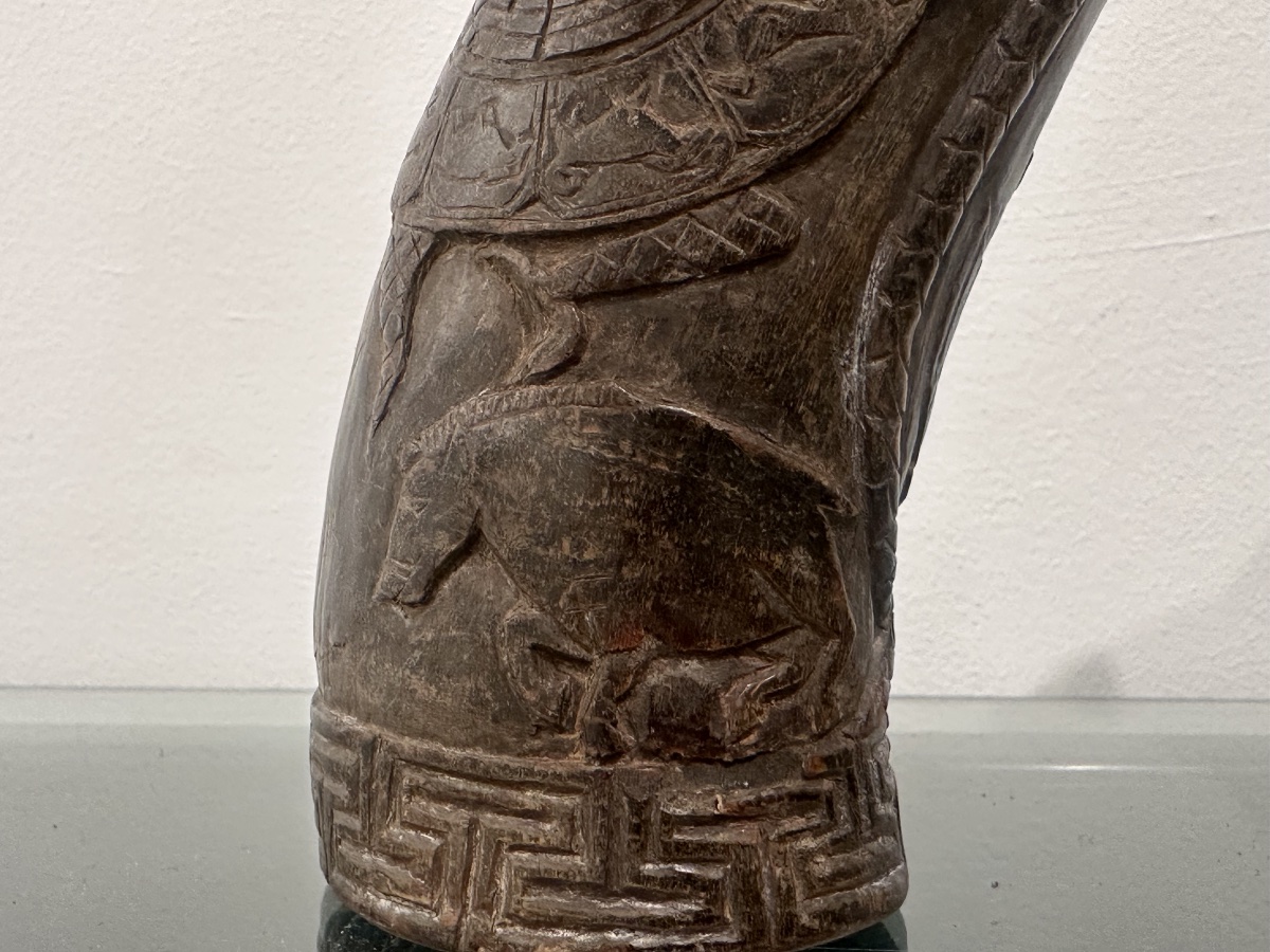Corne d'exorcisme Thun-rva, Tibet, 19e siècle-photo-2