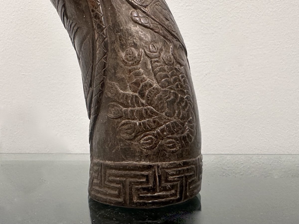 Corne d'exorcisme Thun-rva, Tibet, 19e siècle-photo-4