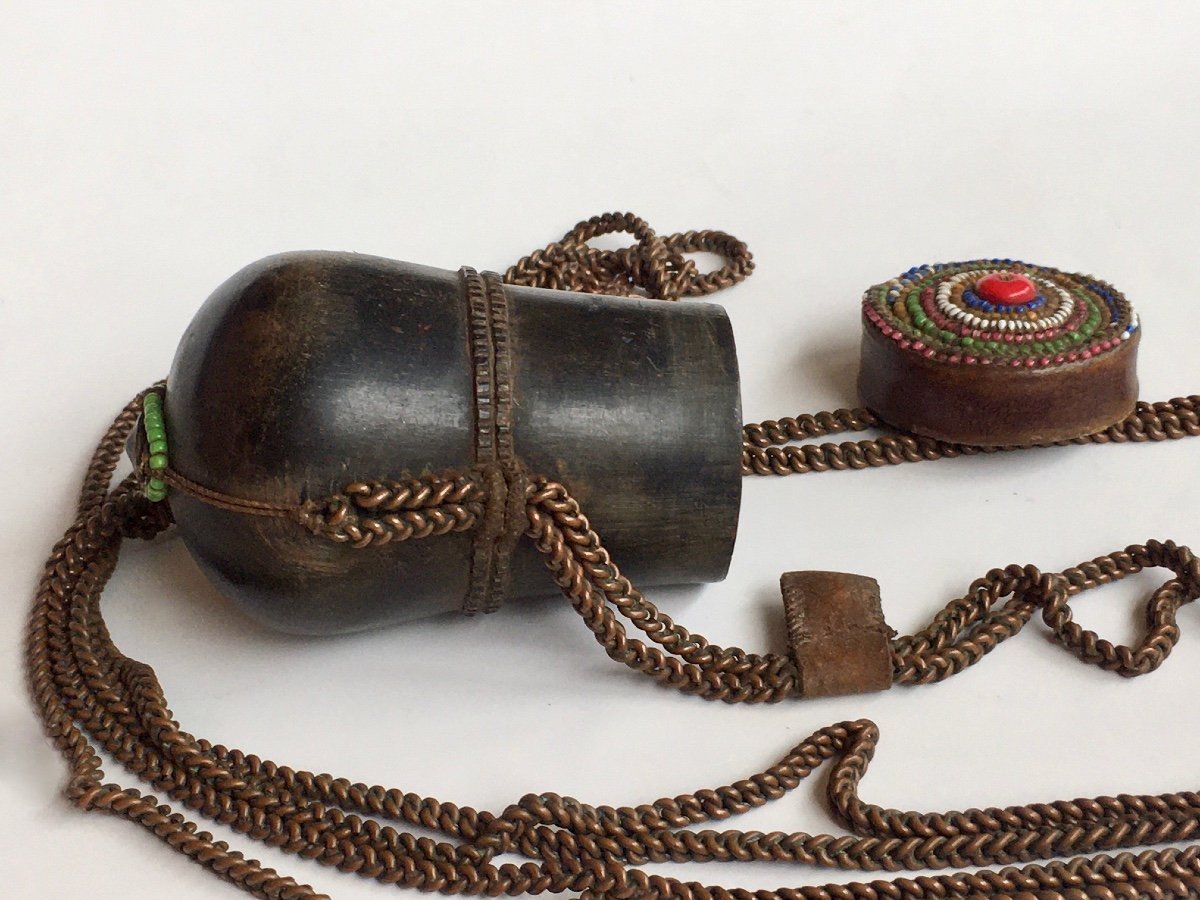 Maasai Snuffbox And Necklace. Kenya - Tanzania. Tribal Art. Africa-photo-4