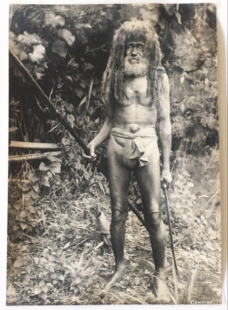 Photographie, portrait de « Cannibale Tom », Îles Fidji, Océanie