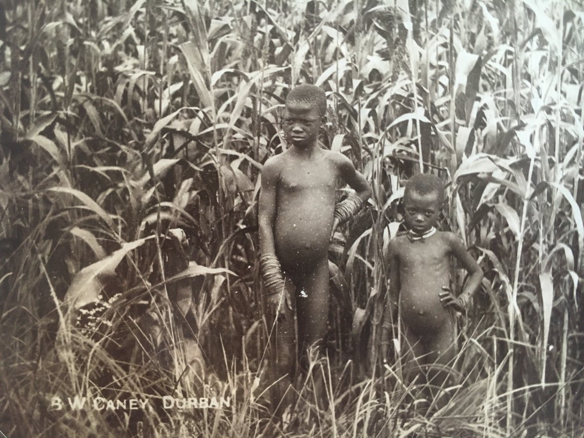 Albumen Print By B. W.  Caney, Zulu Children, 19th Century, South Africa.