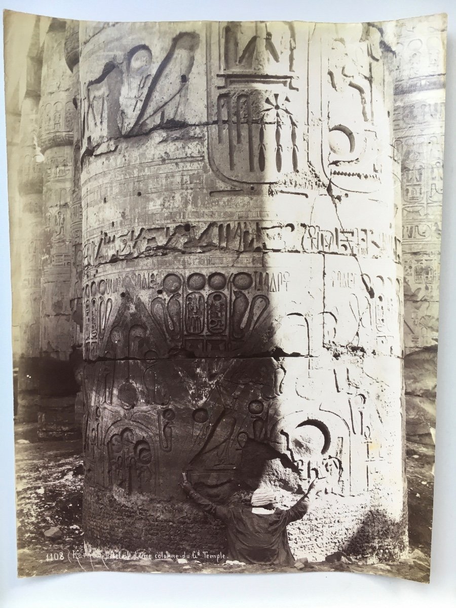 Photographie albuminée. Karnak, Égypte. Gabriel Lekegian. 19e siècle 