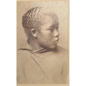 Charles F. Crewes, C.D.V. portrait photographique d'une jeune fille, Afrique du Sud, vers 1880