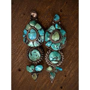 Tibetan Turquoise Earrings, Tibet