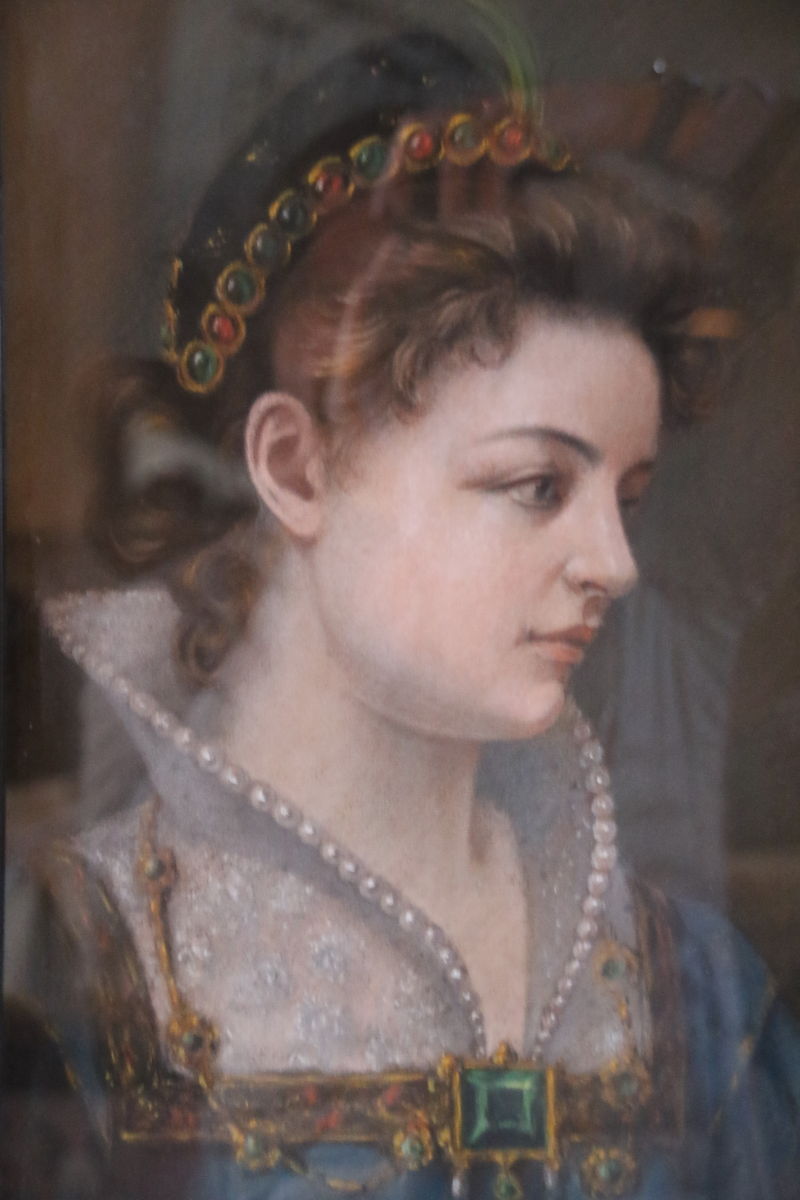 19th Century Drawing In 17th Century Style Representing A Richly Clothed Princess-photo-2