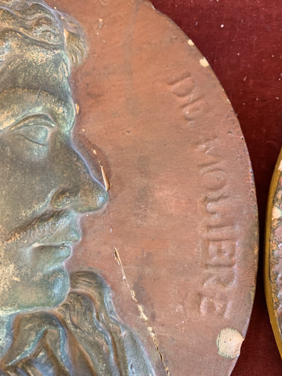 Pair Of Moliere And Corneille Medallions-photo-4