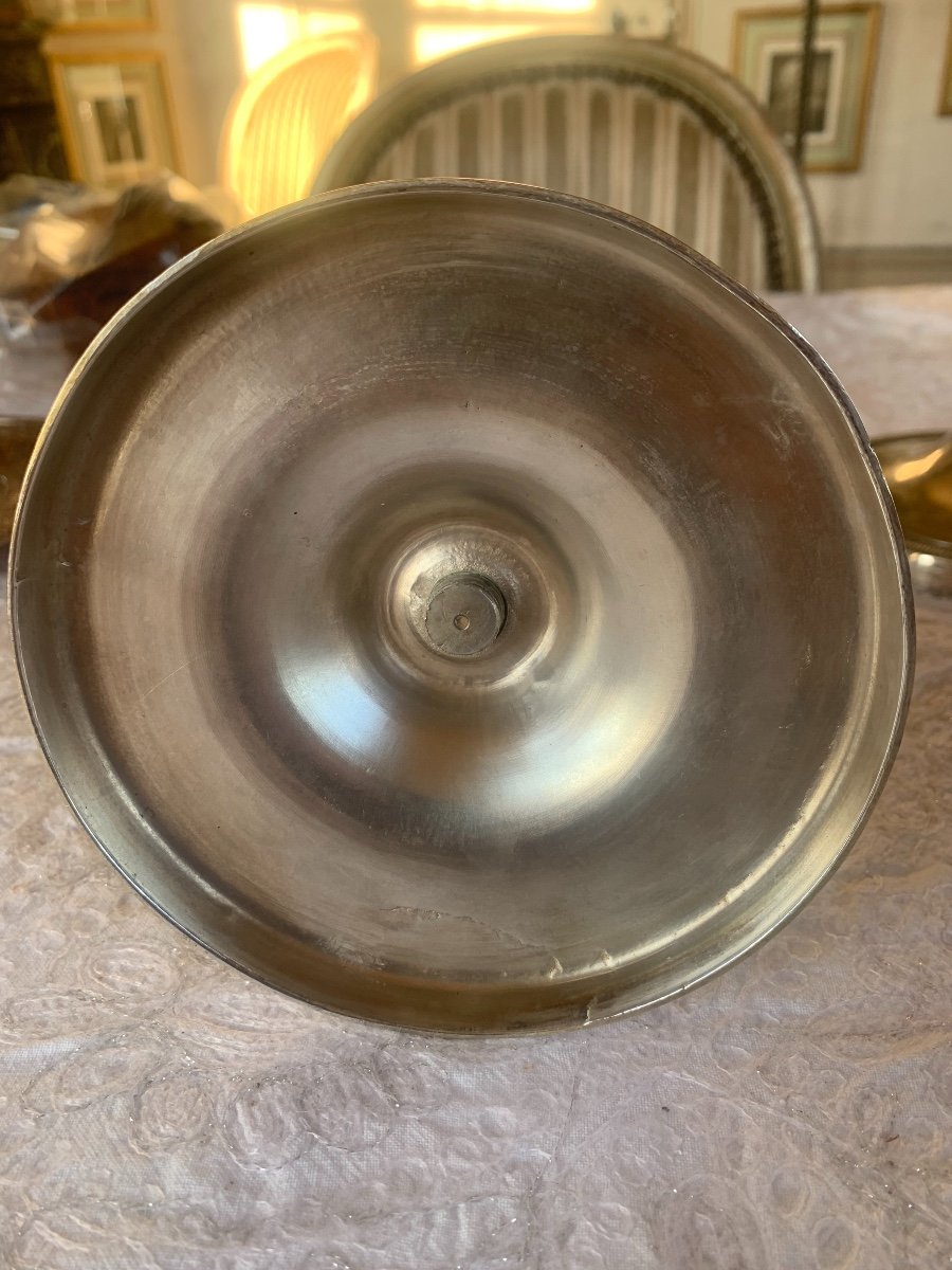 Pair Of Candlesticks In Silver Bronze-photo-3