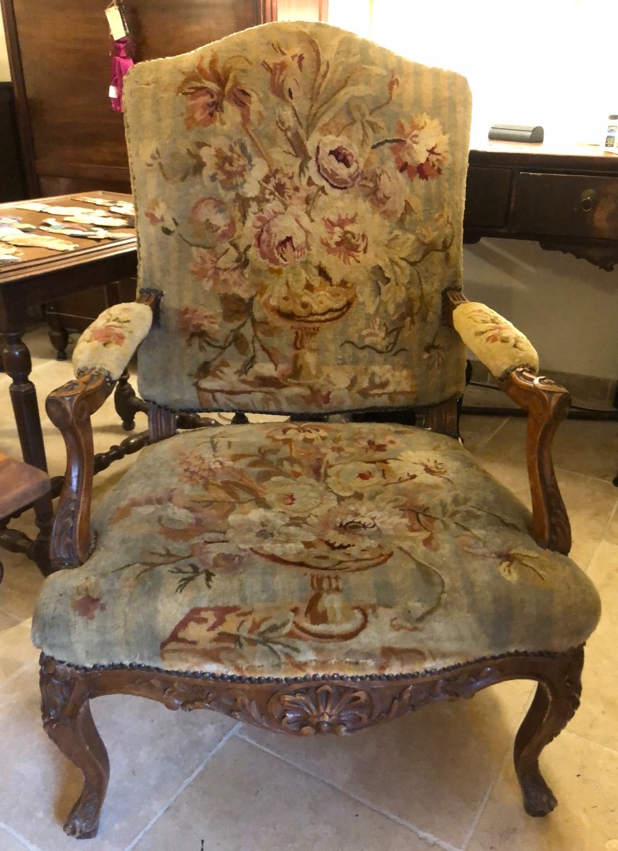 Large Fauteuil à Dossier Plat