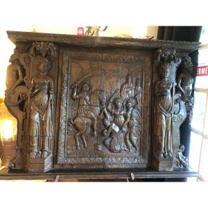 Low Relief Panel Carved In Solid Oak