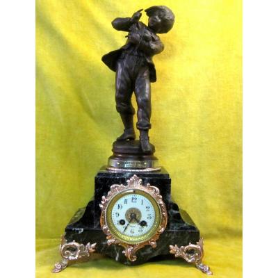 Pendulum "enfant Au Chat" Auguste Moreau 19th Napoleon III III