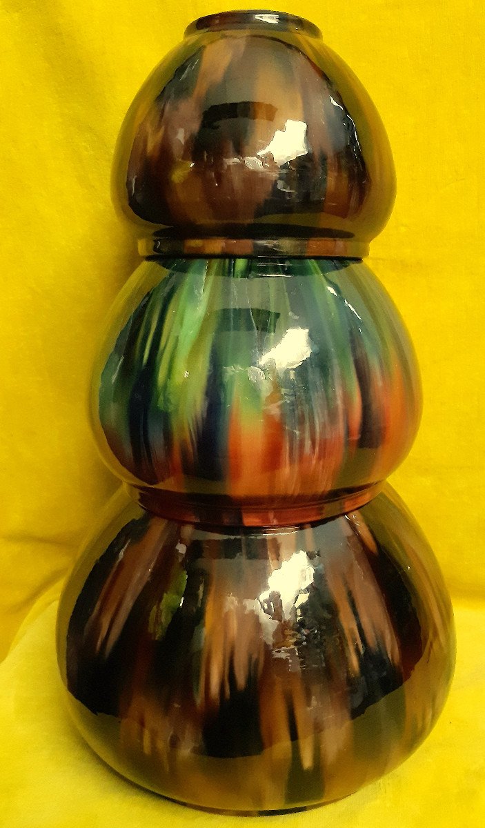 Lot 3 Cache Pots Vases Balls In Glazed Terracotta By J Massier (1850-1916) Vallauris-photo-7