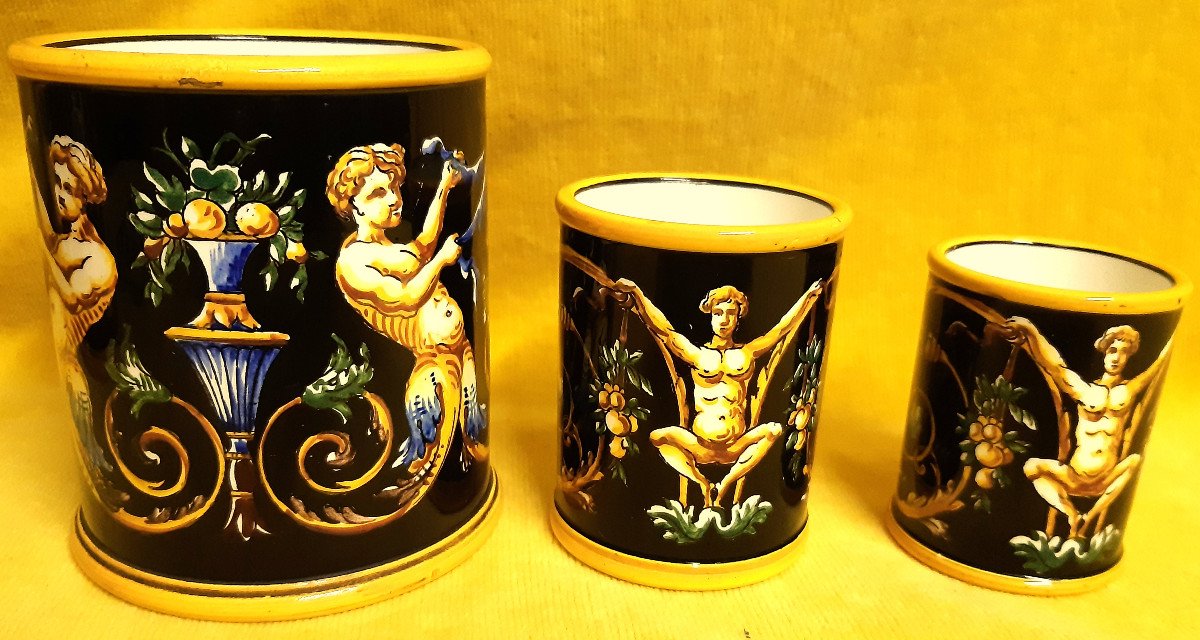Necessary Smoker Service 6 Pieces In Gien Earthenware 1875 St Italian Renaissance 19th-photo-5