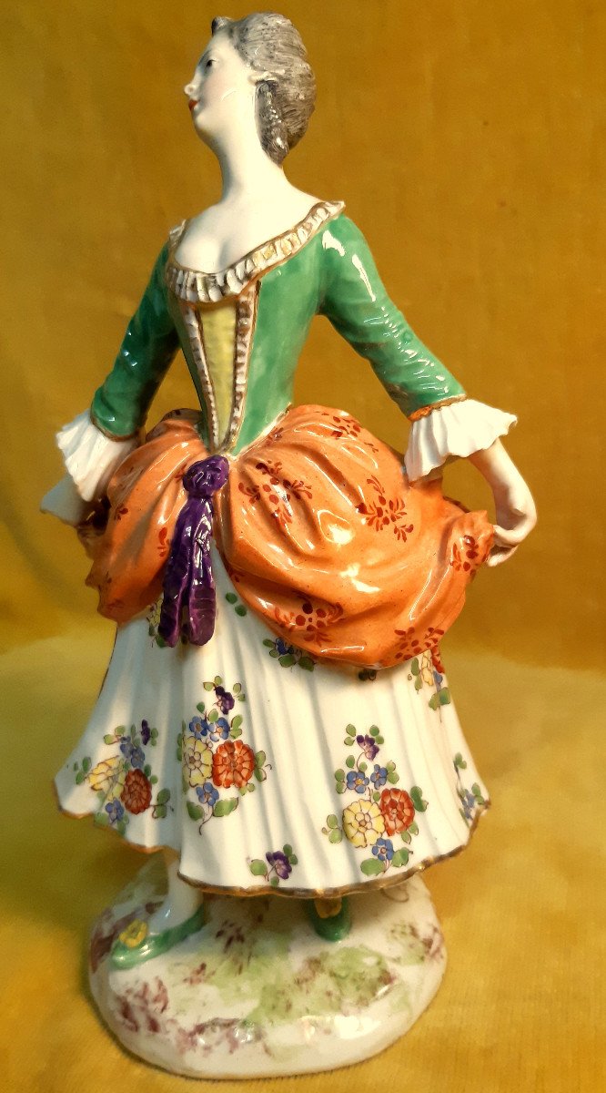 Large Subject In Saxony Meissen Porcelain Female Dancer 18th Style By Capanini-photo-3