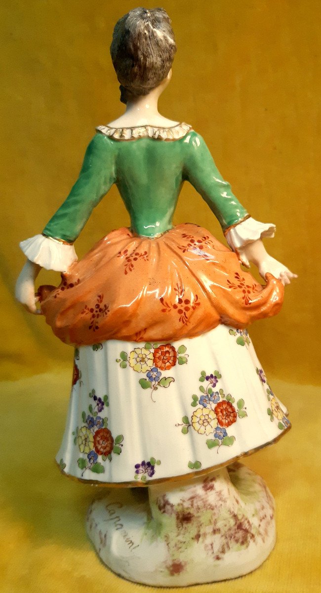 Large Subject In Saxony Meissen Porcelain Female Dancer 18th Style By Capanini-photo-1
