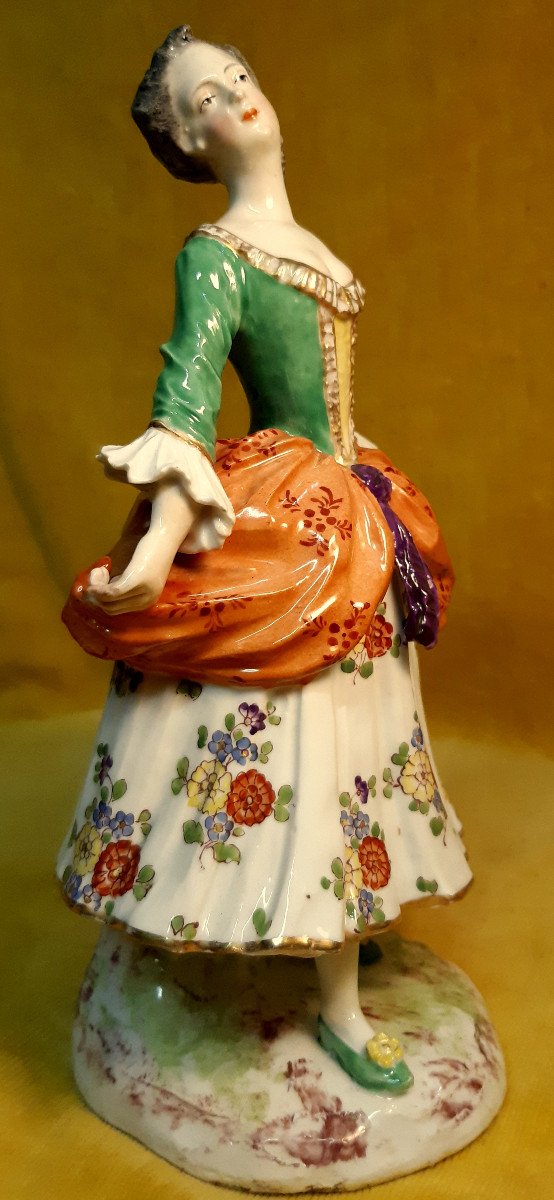 Large Subject In Saxony Meissen Porcelain Female Dancer 18th Style By Capanini-photo-2