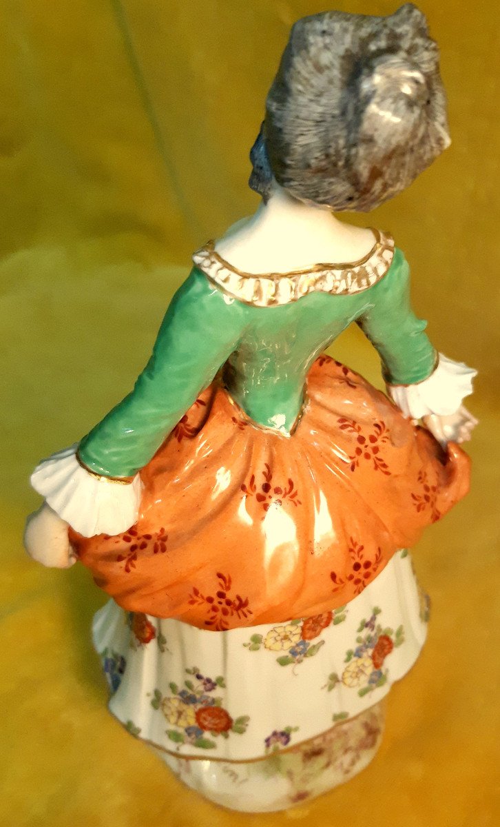 Large Subject In Saxony Meissen Porcelain Female Dancer 18th Style By Capanini-photo-4