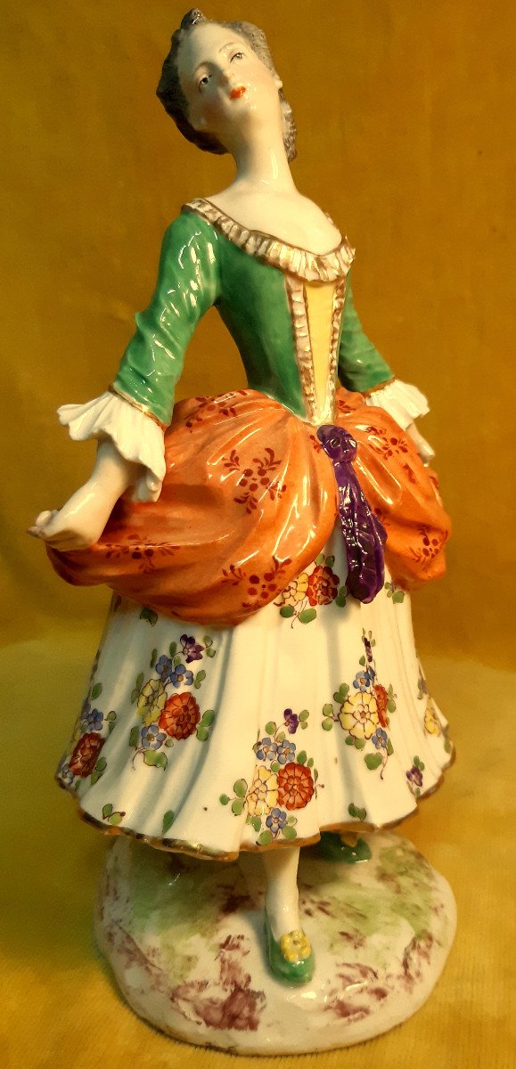 Large Subject In Saxony Meissen Porcelain Female Dancer 18th Style By Capanini