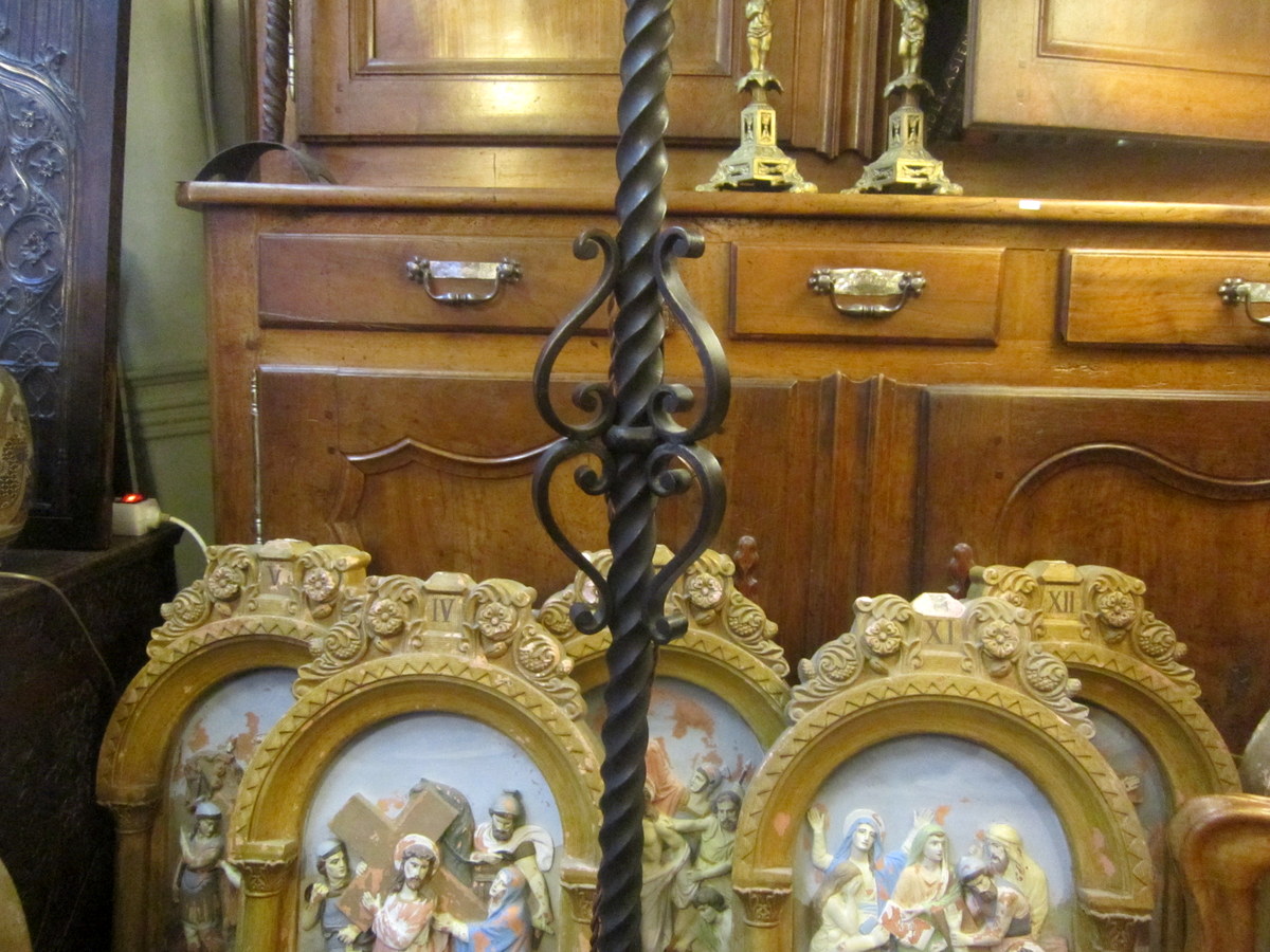 Floor Lamp, Cross, Iron Forged Gothic St-photo-3
