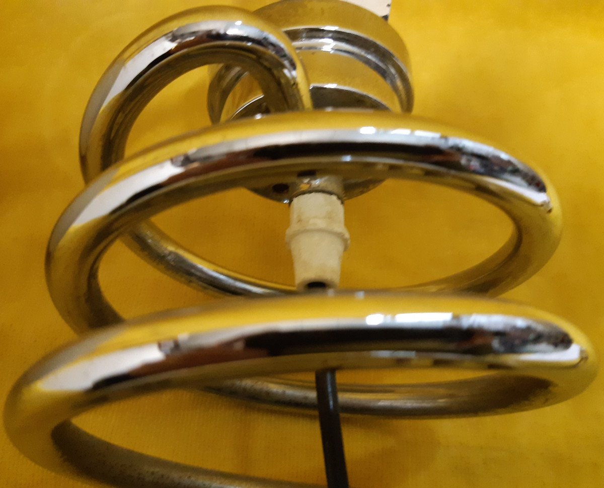  Lamp "ressort" Chrome And Opaline Designer Ingo Maurer (1932-2019) Vintage 1970s.-photo-2