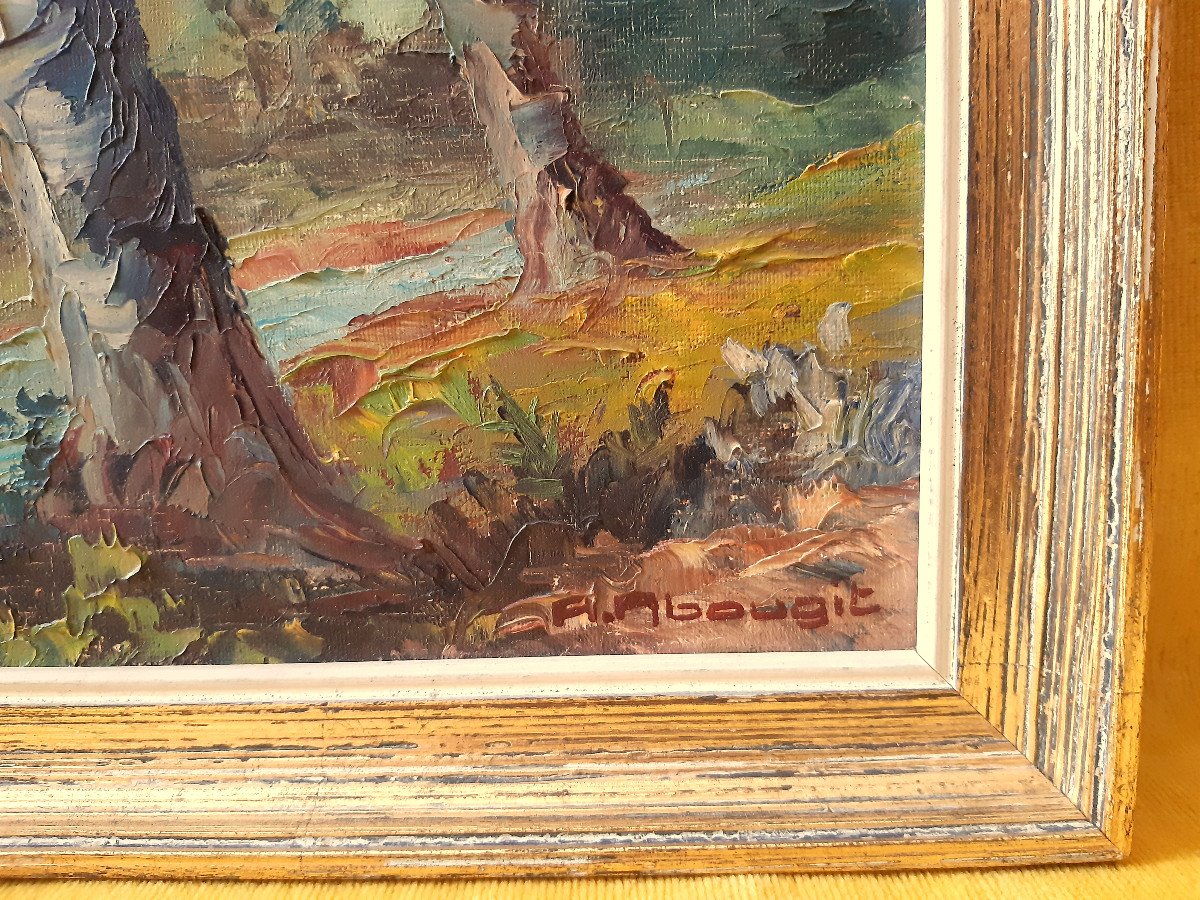 Undergrowth Stream French Provencal School Oil On Canvas André Abougit (xxth)-photo-2