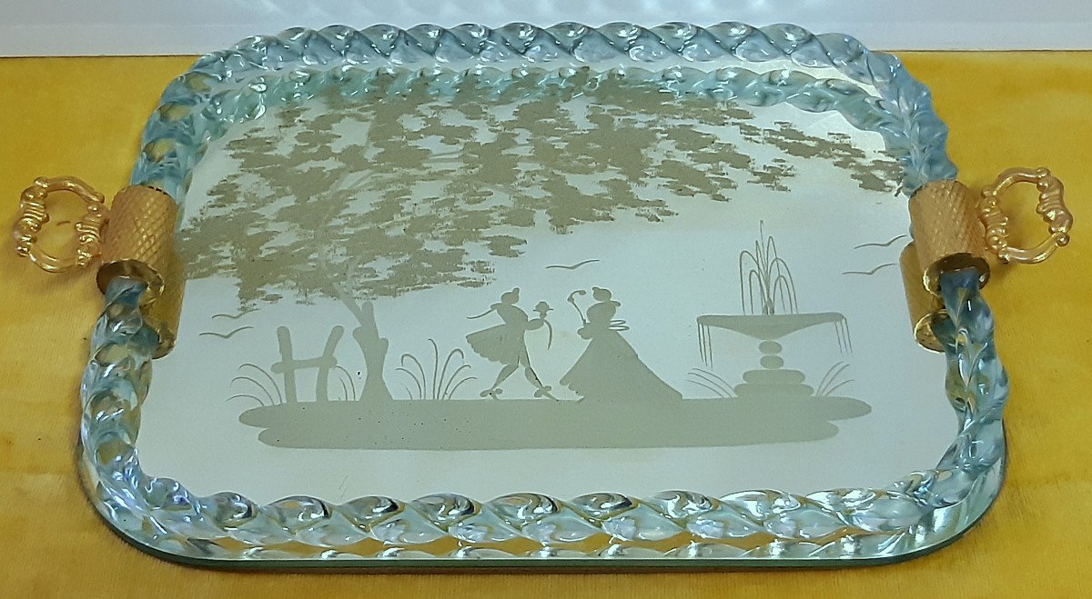 Mirror Tray Murano Venice Romantic Decor Marquise Marquis XVIIIth 1950-60-photo-1
