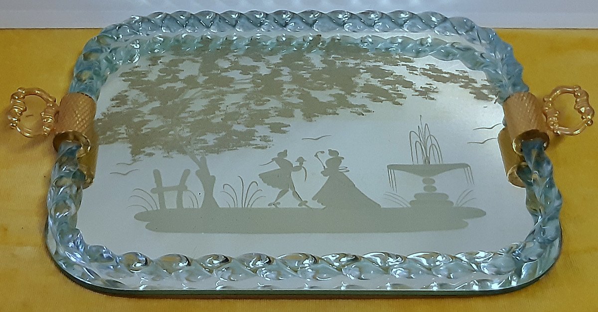 Mirror Tray Murano Venice Romantic Decor Marquise Marquis XVIIIth 1950-60