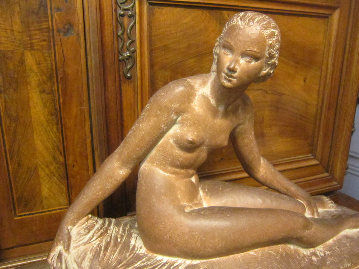 Large Sculpture Art Deco Woman Languid From Joe Descomps