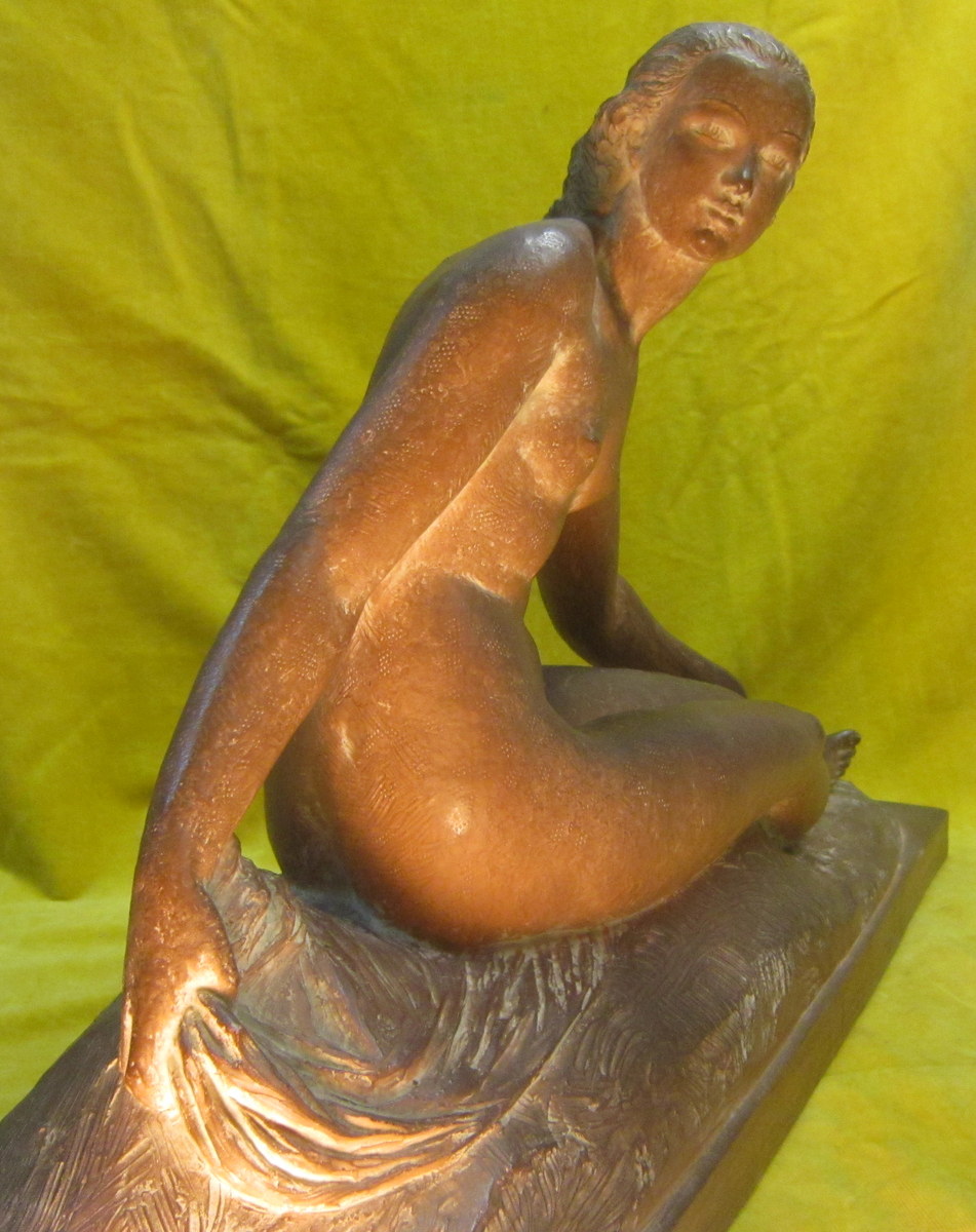 Large Sculpture Art Deco Woman Languid From Joe Descomps-photo-1