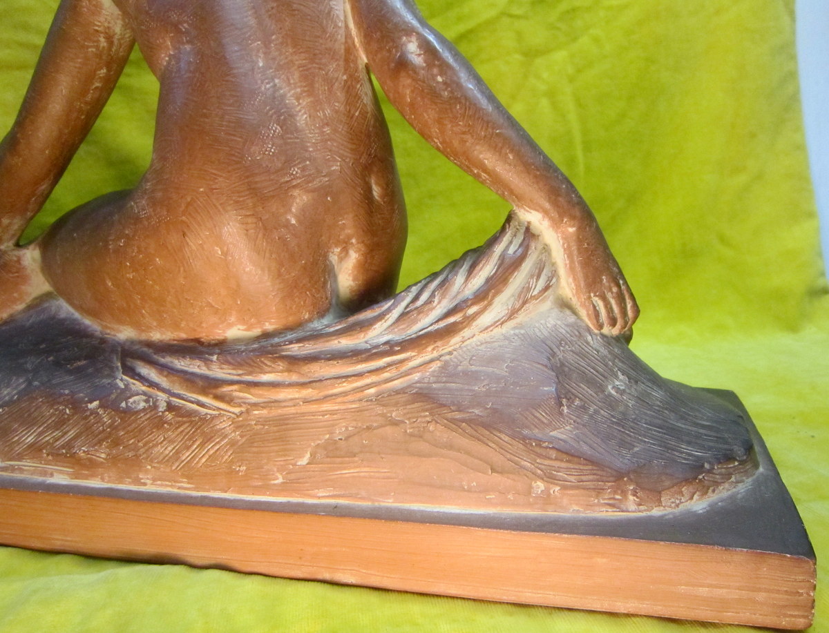 Large Sculpture Art Deco Woman Languid From Joe Descomps-photo-3