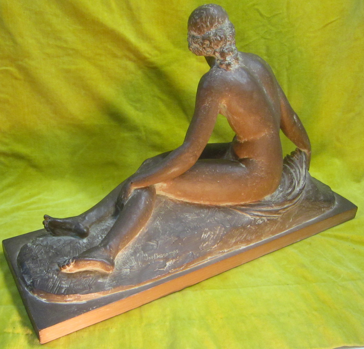 Large Sculpture Art Deco Woman Languid From Joe Descomps-photo-4