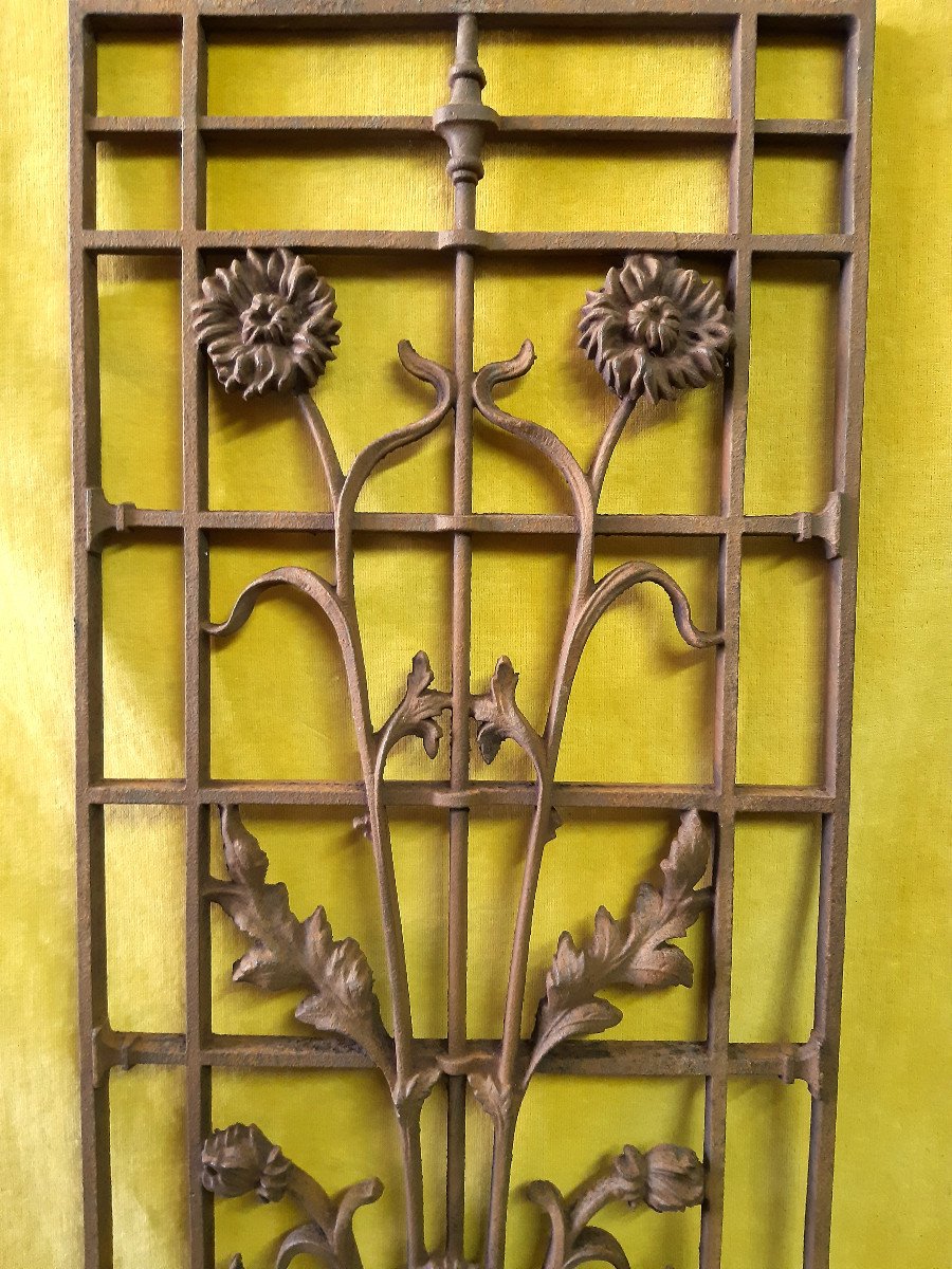 1900 Art Nouveau Metal Grid For Door Or Decoration-photo-2