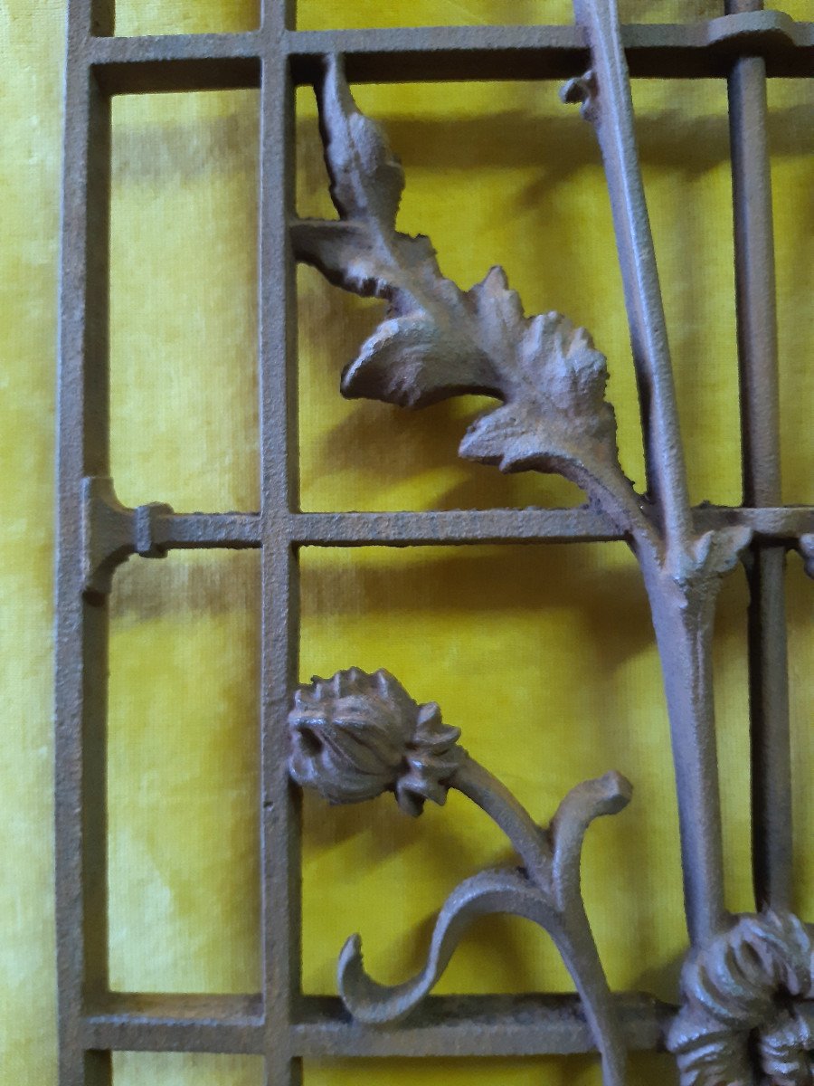 1900 Art Nouveau Metal Grid For Door Or Decoration-photo-2