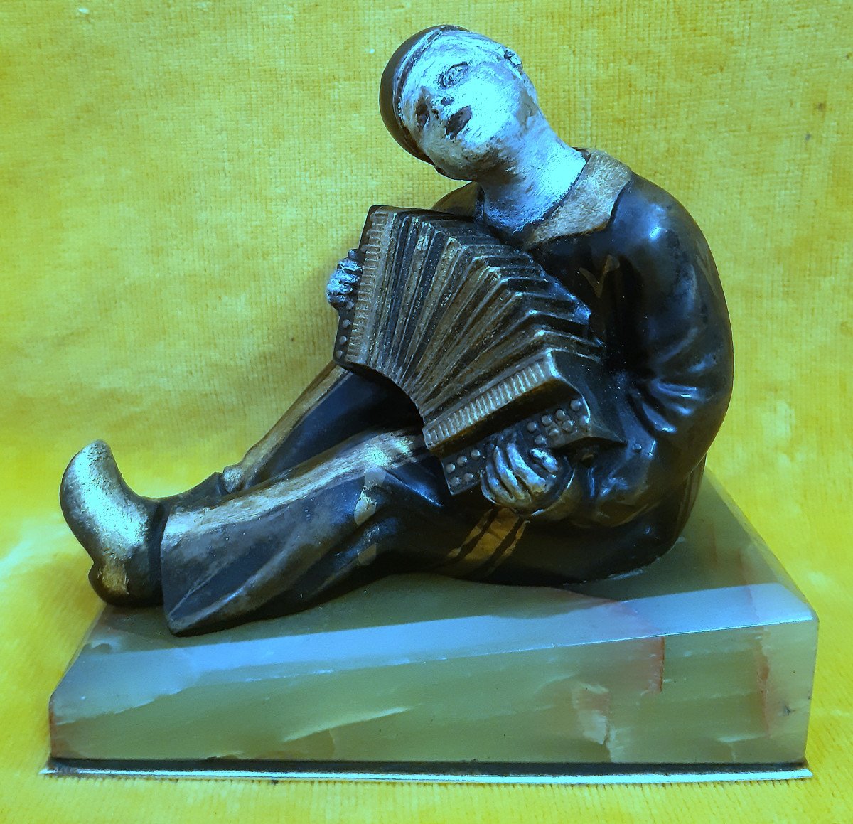 Pierrot Accordionist Art Deco 1930 Sculpture By L.brunswick-photo-4