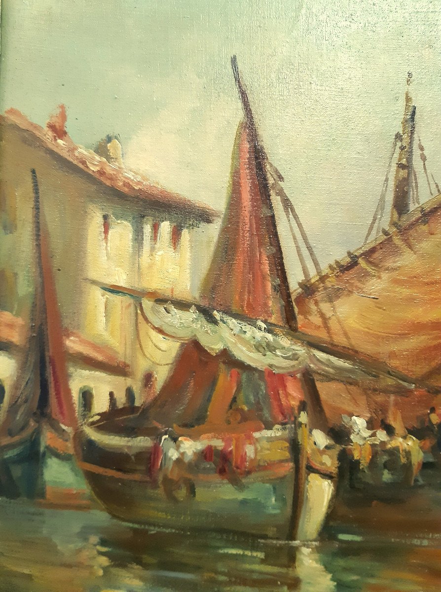   Port de Mer de Méditerranée et Bateaux  de R.BERARD (L. BISSINGER 1899-1978)-photo-3