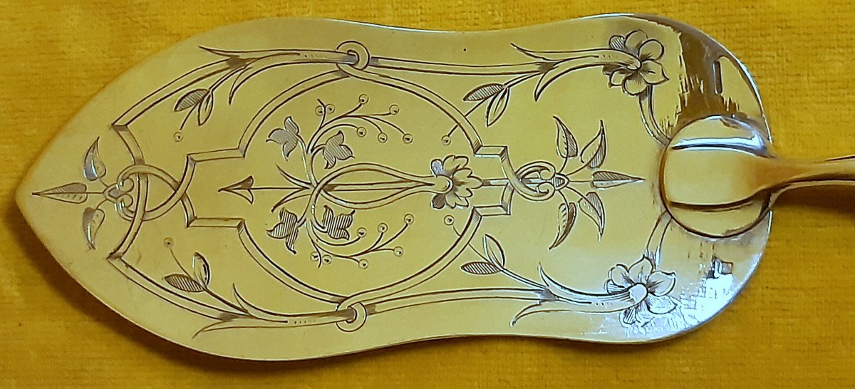 Grande Pelle De Service Tarte Gâteaux Poisson Métal Argenté Christofle-photo-5