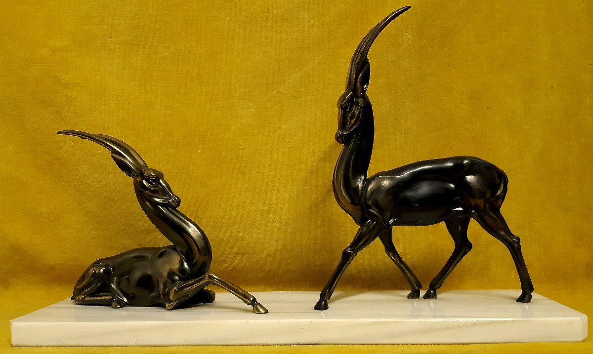 Couple D’antilope Sable (Kenya …) sur marbre Art Déco 1930