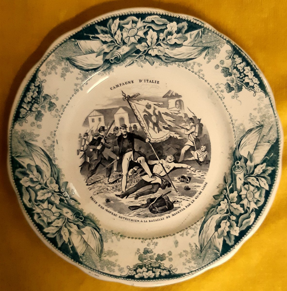 Napoleon's Italian Campaign Plates Creil Montereau Gold Medal 1849-photo-3