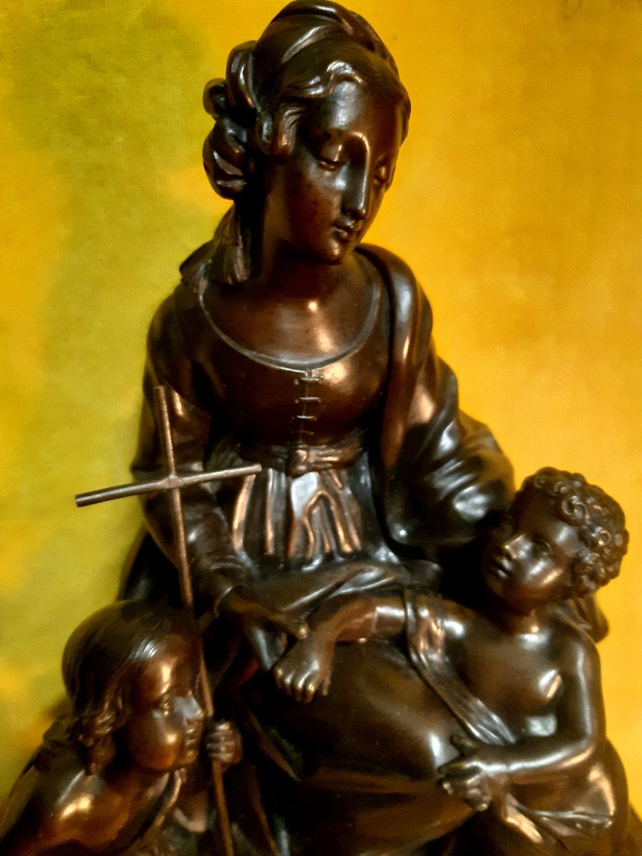 Carpenter Founder Bronze Paris Virgin And Child And St John Pendulum 19th-photo-5