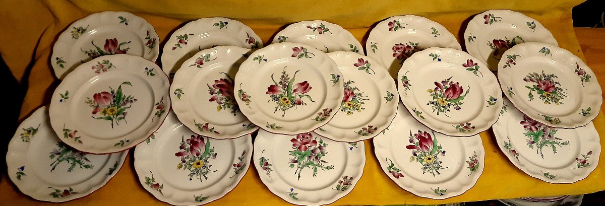Service de Table « Réverbère » K G Lunéville 117 Pièces Faïence Demi-porcelaine Décor de Fleurs-photo-2