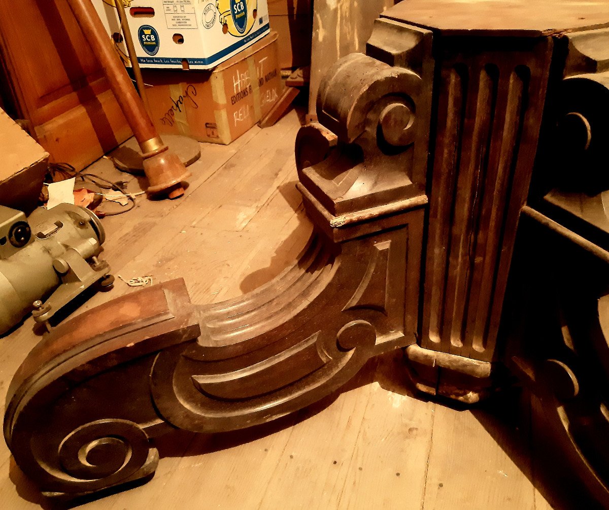  Monumental Pied De Table (diamètre 140 Cm) Quadripode Acajou Patine Noir Napoléon III 19éme  -photo-5