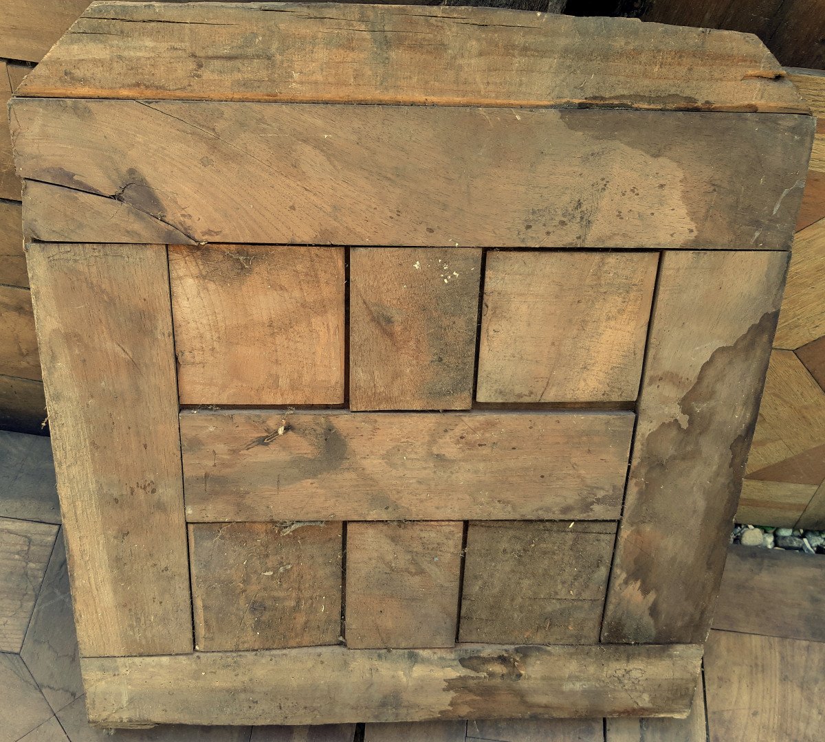 7 Eléments de Parquet Cabochon 18éme Motif en Croix Encadrée-photo-6